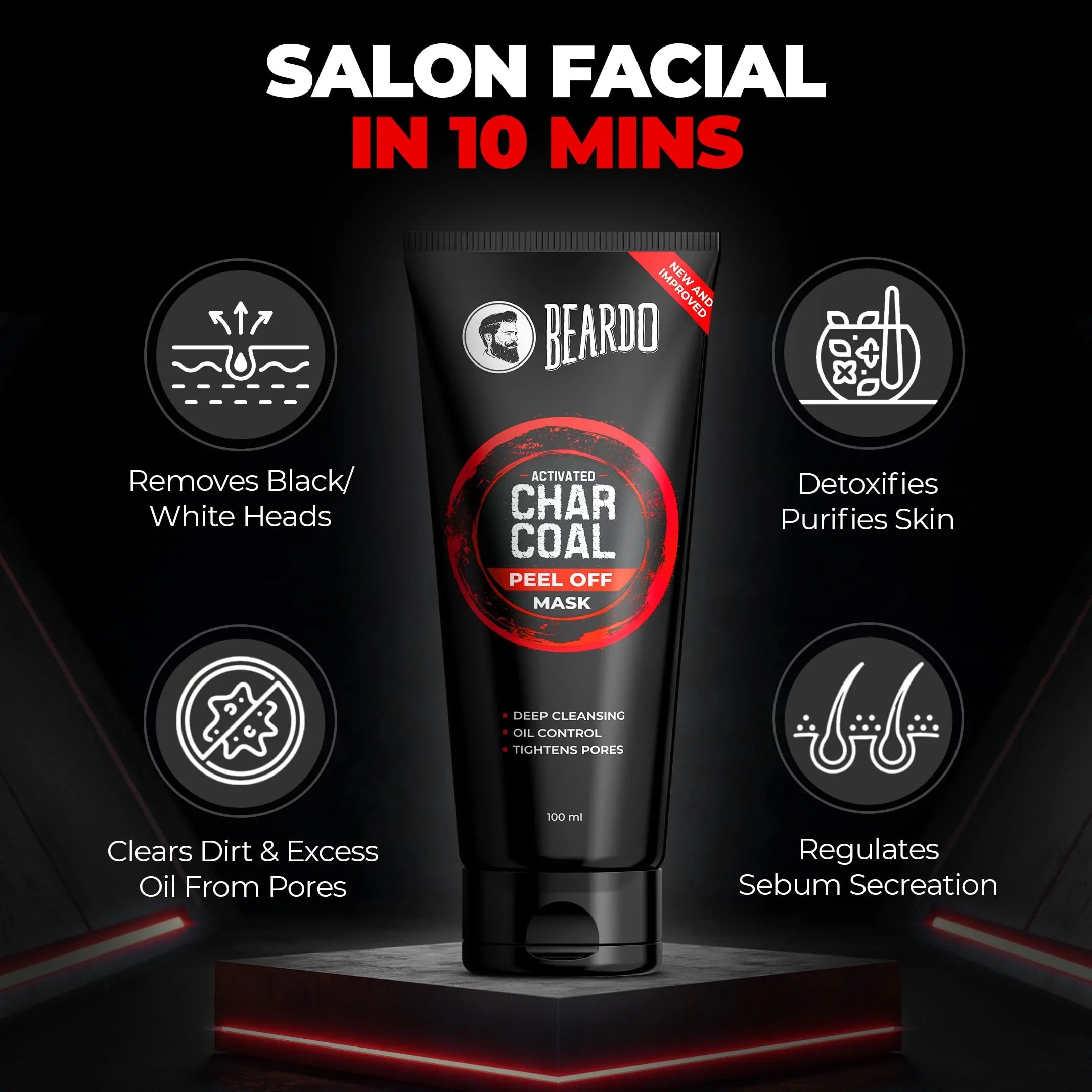 Blackhead & Detox for Activated Suitable & Charcoal | Removal Peel Skin Fights | Beardo Tan | Off Pollution, Mask Men for Mask Dirt | 100ml Sensitive