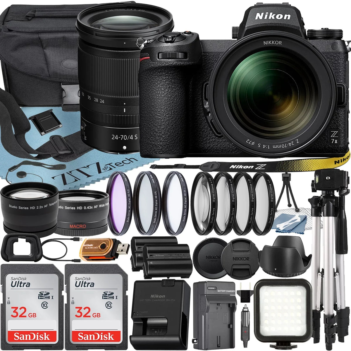 NIKKOR Card Z7 Lens Mirrorless f/4 + Z Camera ZeeTech + Bundle SanDisk S + Tripod with Nikon + + 32GB 24-70mm Case II Accessory Telephoto