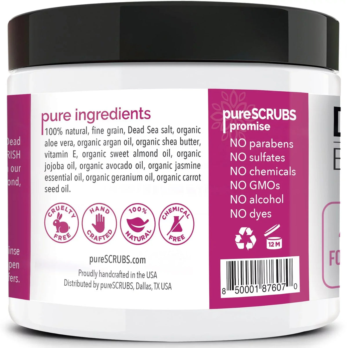 Nutrients Organic Organic + Loofah SCRUB JASMINE Large 16oz Spoon, Soap & With Wooden Bar Infused pureSCRUBS Premium Essential Pure Oils Sea Body & Mini BODY - Dead Exfoliating - FREE Scrub Salt Set