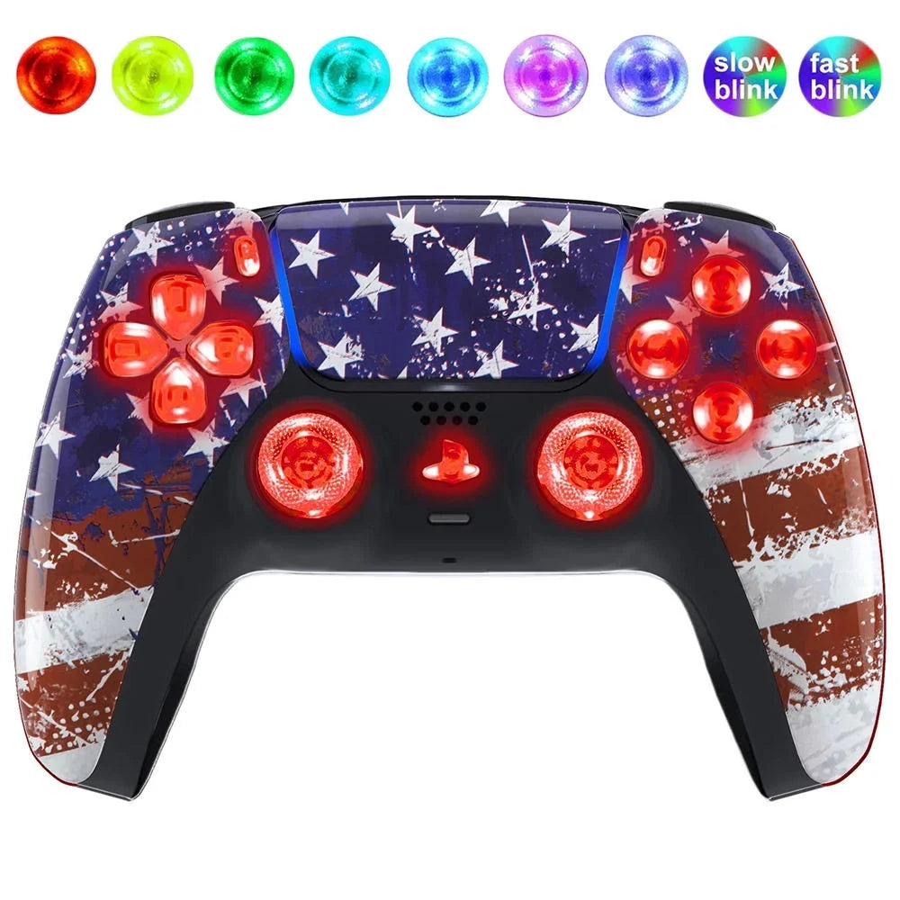 PS5 Custom Buttons Wireless Silent Light Flag for Controller Modz Up
