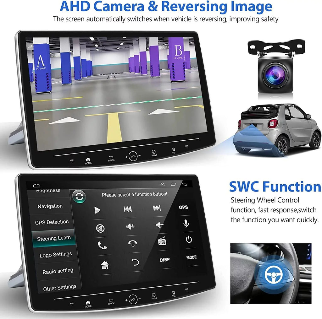 10.1'' Single Android 11 ,with Carplay Wireless Podofo Screen Apple Radio Cable Car Microphone&Backup 1 Camera Audio Bluetooth Touch Auto 2+32G Stereo Android
