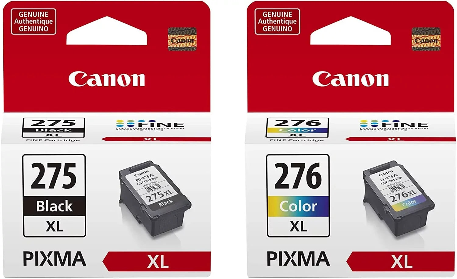 Canon - (4987C001) and Ink Retail Capacity -275 Black Color (4981C001) High -276 Canon Packaging Cartridges