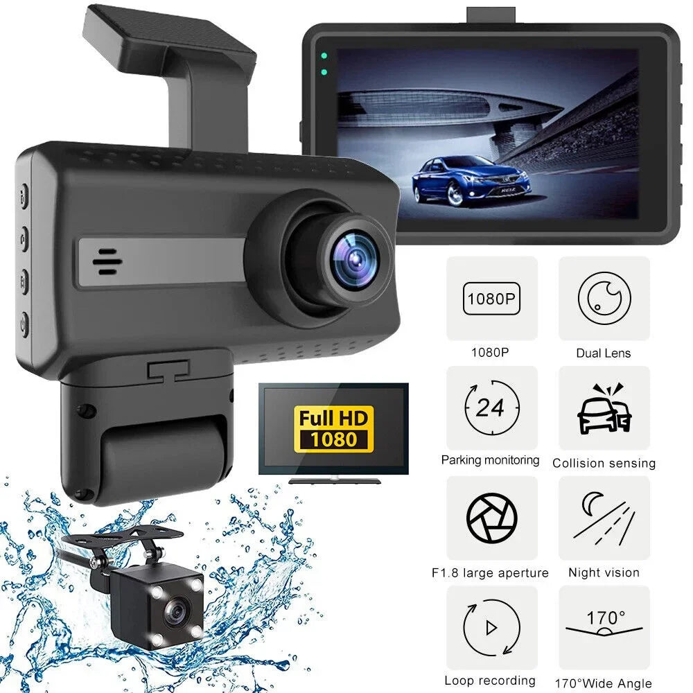 Dual Camera Onemayship Lens Car Sensor Dash and Cam 1080P Recorder DVR Front Rear Video G