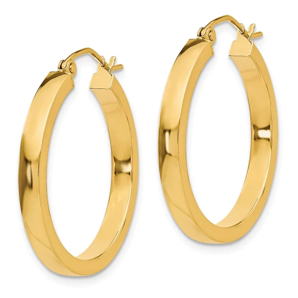 Teens; 2x3mm for and Tube Adults Princess Men Yellow Real Square Gold for Hoops; and 14kt Women