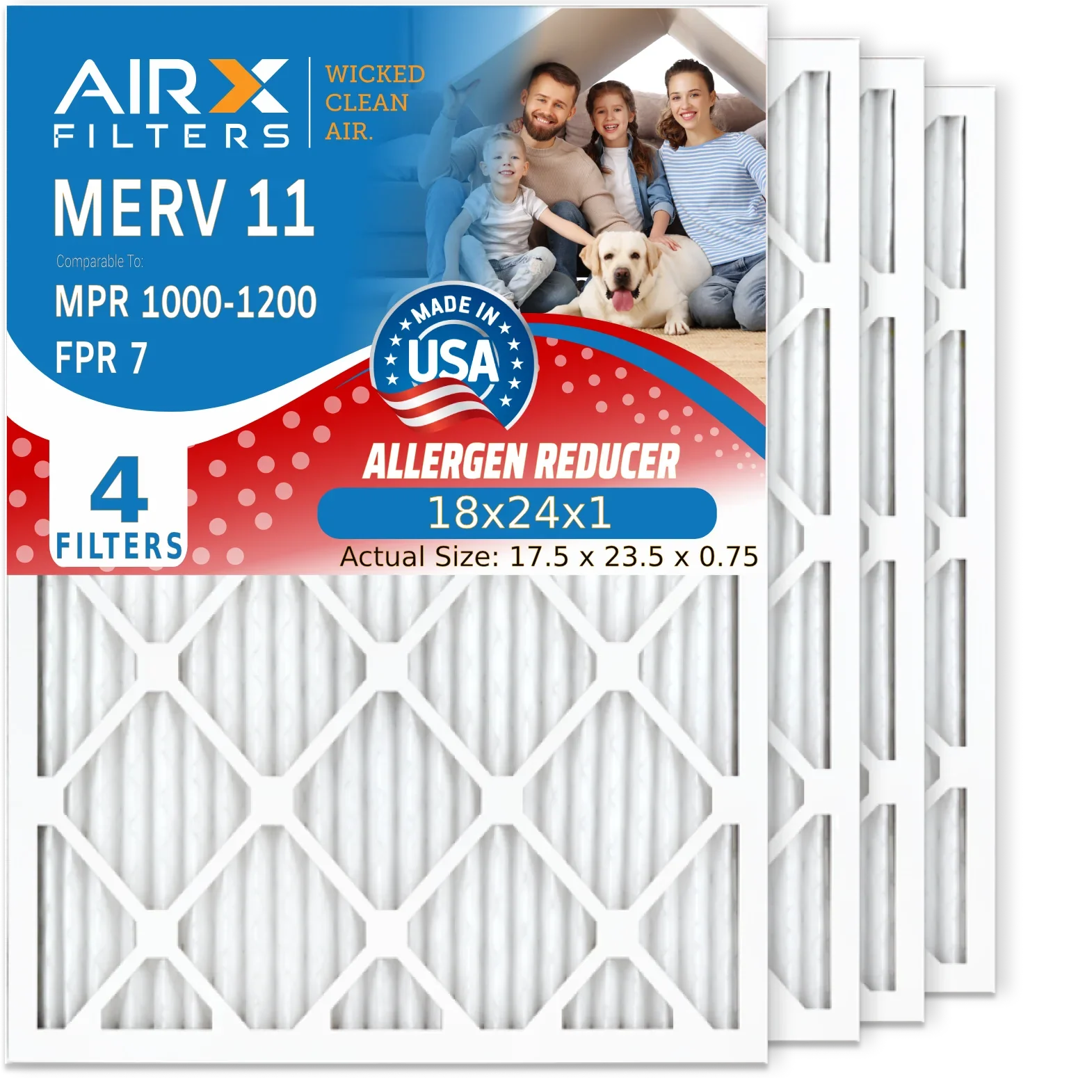 Made Conditioner Air 1200 by 4 1000, & 11 Comparable to 18x24x1 Electrostatic Pleated 18x24x1 Pack 7 Premium Air Filter . Filters Filter Furnace