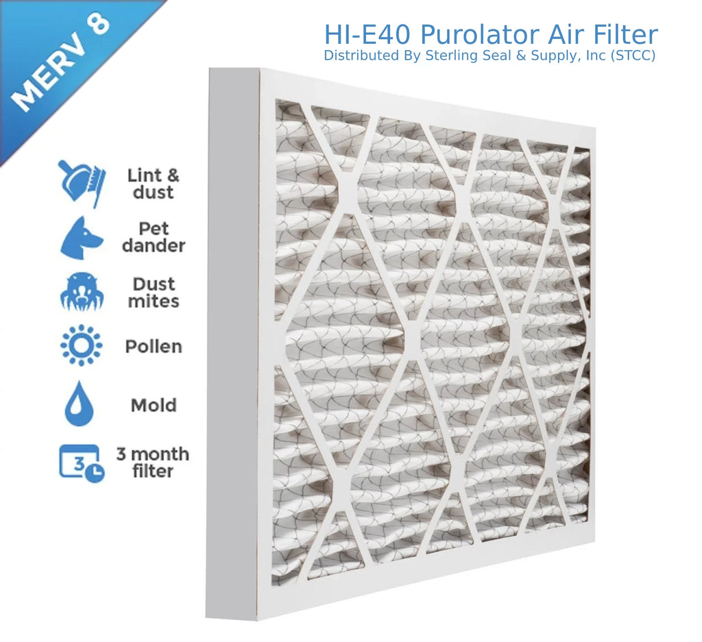 Purolator Extended 16x25x2, Pleated / 40 MERV Filter, Mechanical Air Pack) Guard Hi-E Air (6 8, Surface