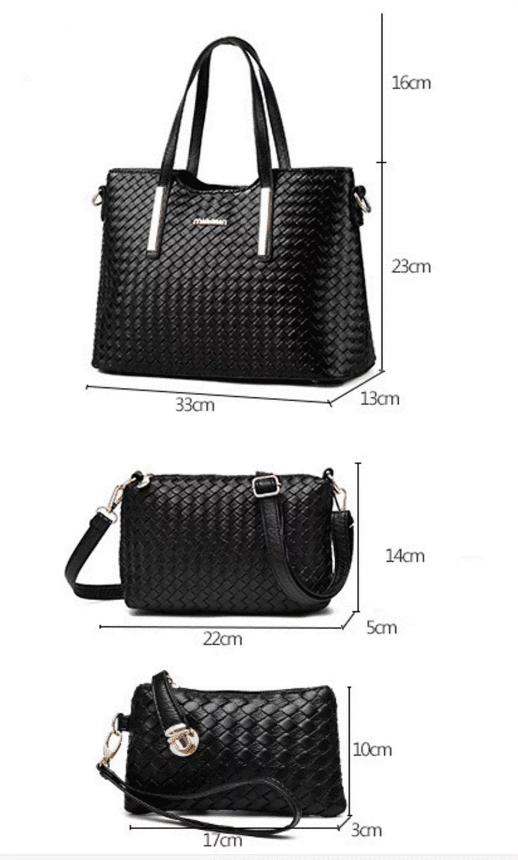Big Pu Bag Handbag Tote Smarit Leather Shoulder 3 Set Set Bags Weave Pieces Bag Women Purse Capacity