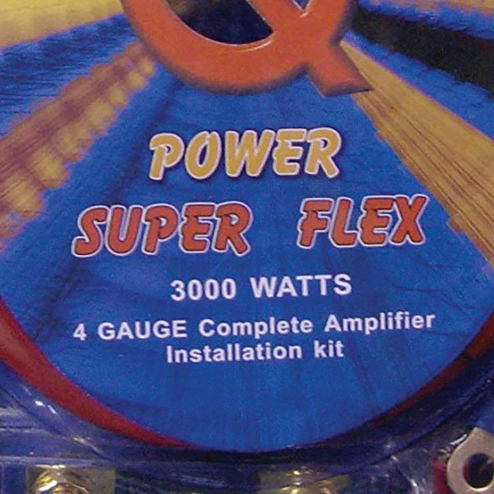 4-Gauge Flex Super Amplifier QPower Kit, 2 Wiring 3000-watt Car Audio Pack