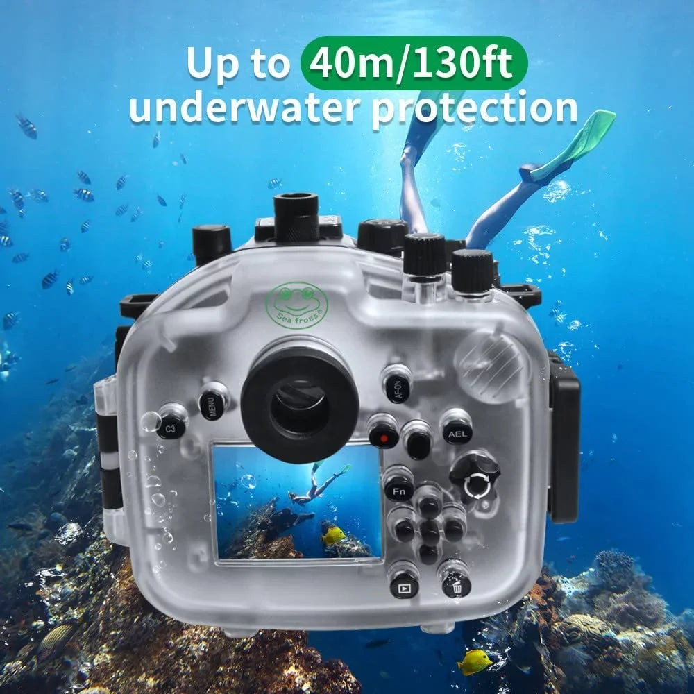 Housing Underwater 24mm 24-70mm F1.4 85mm F4 with 50mm A7R 16-35mm IV F1.8 Seafrogs GM F4 for Camera Compatible 40M/130FT 28-70mm Lens-Black F1.8