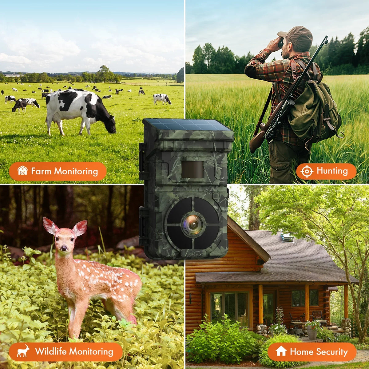 Rechargeable Hunting Card Night Camera CAMPARK IP66 Lithium 2.0" LCD 1080P Vision Cam 0.1s with 24MP Built-in SD Angle Speed Solar 2500mAh 120°Wide Trigger Game Battery Trail Camera Waterproof with