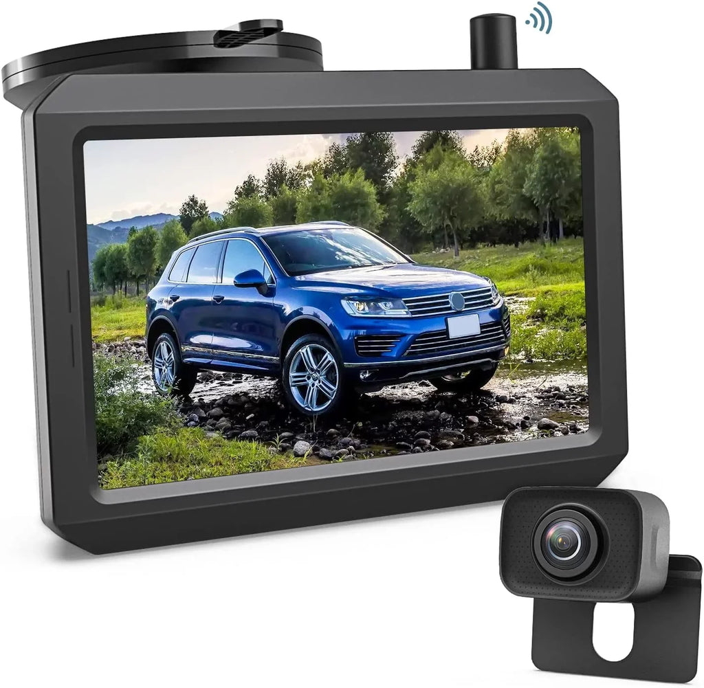 AUTO-VOX 2.4G Truck, Dual Digital Monitors Up Car, Back Camera TFT with for Stable Systems, Channels RV,Camper 5" Trailer View Signal Wireless W7PRO Camera, Rear Cam