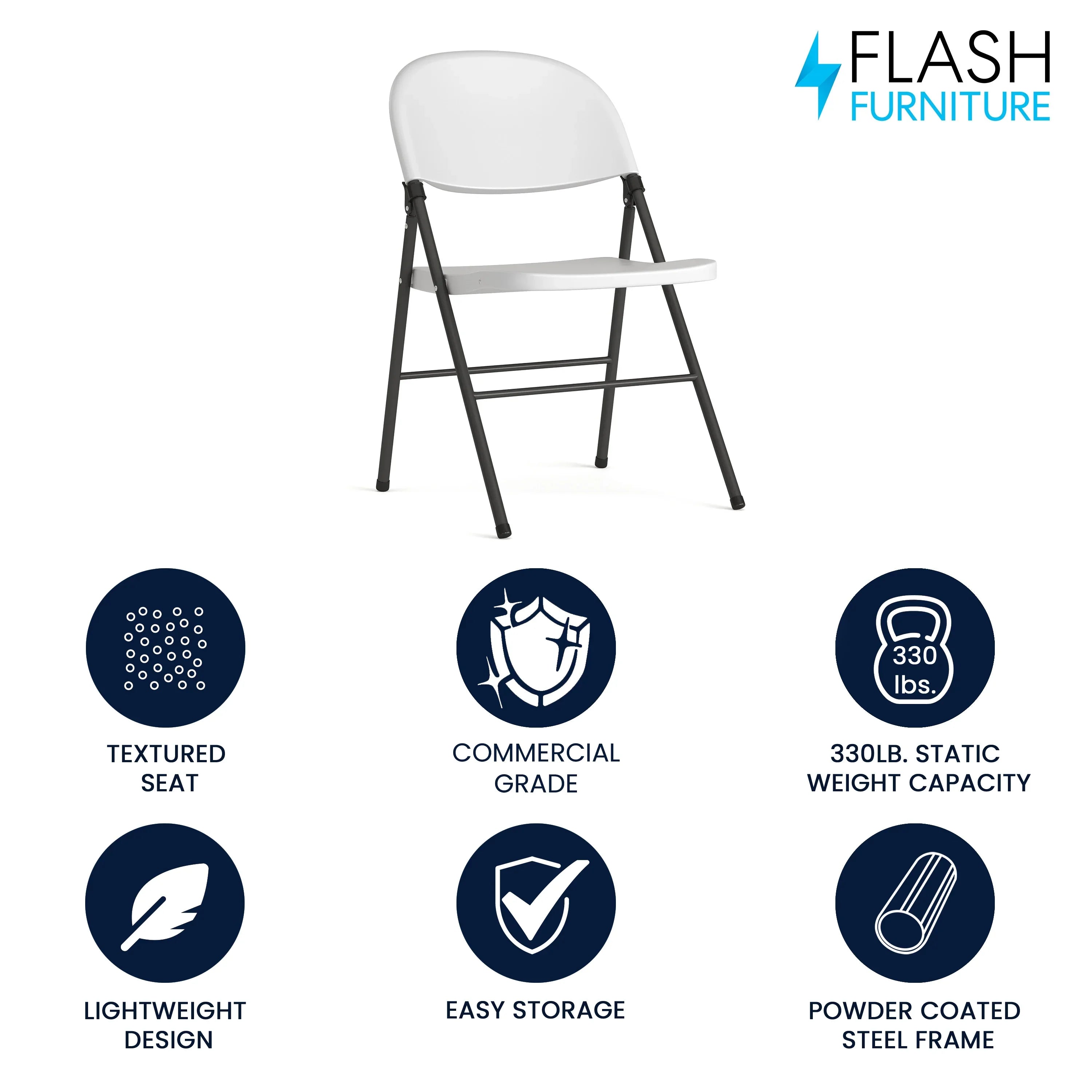 Folding Flash Series Charcoal lb. Plastic Capacity Granite White Furniture with 330 Frame Chair