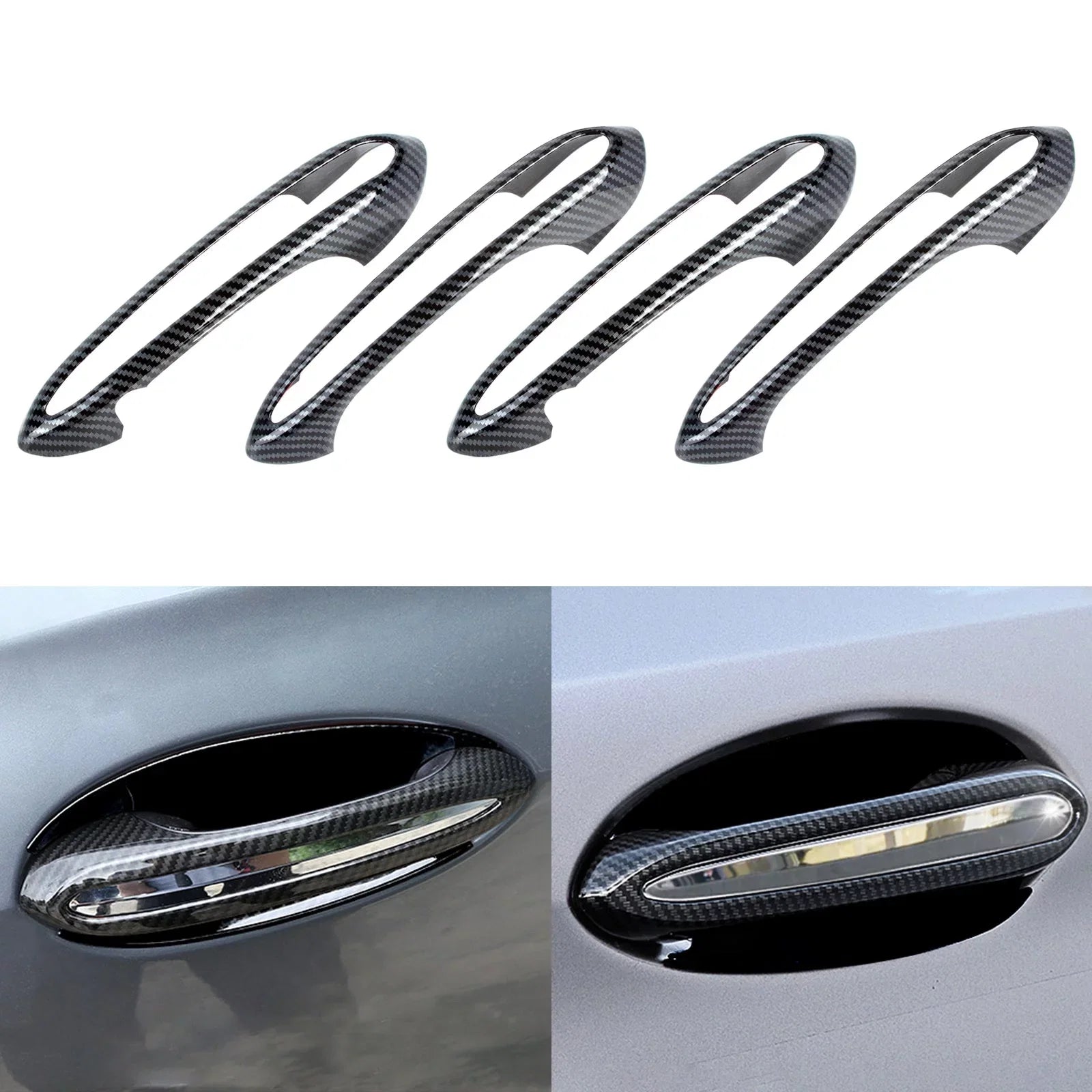 Xotic Style, Tech pieces) 1 Shield Fiber trims, 5 with Door Surround Handle Fits Exterior Set Series (4 G30 2018-up Carbon