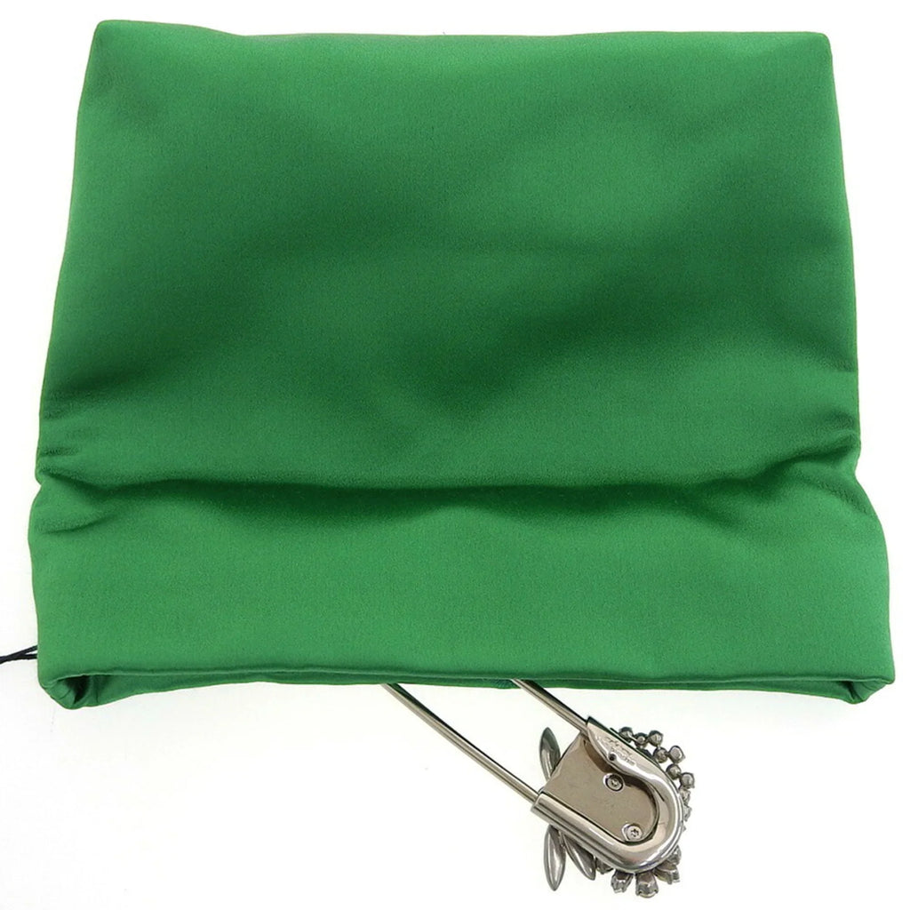 Pre-Owned silk viscose clutch bag New) pin bijou green Burberry rhinestone (Like