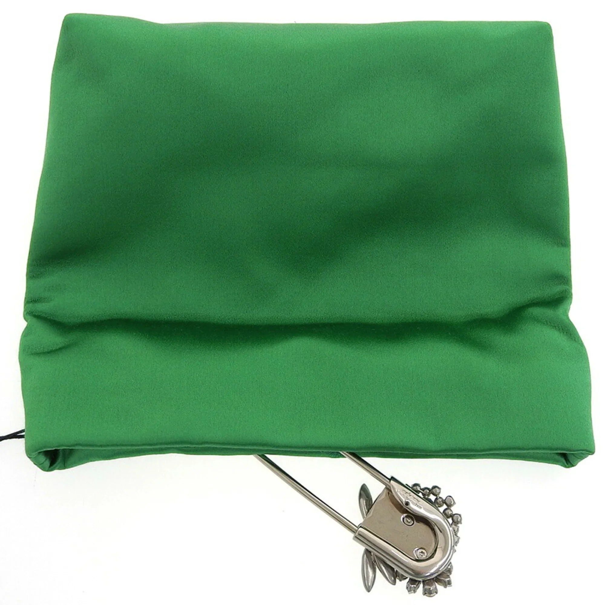 Pre-Owned silk viscose clutch bag New) pin bijou green Burberry rhinestone (Like
