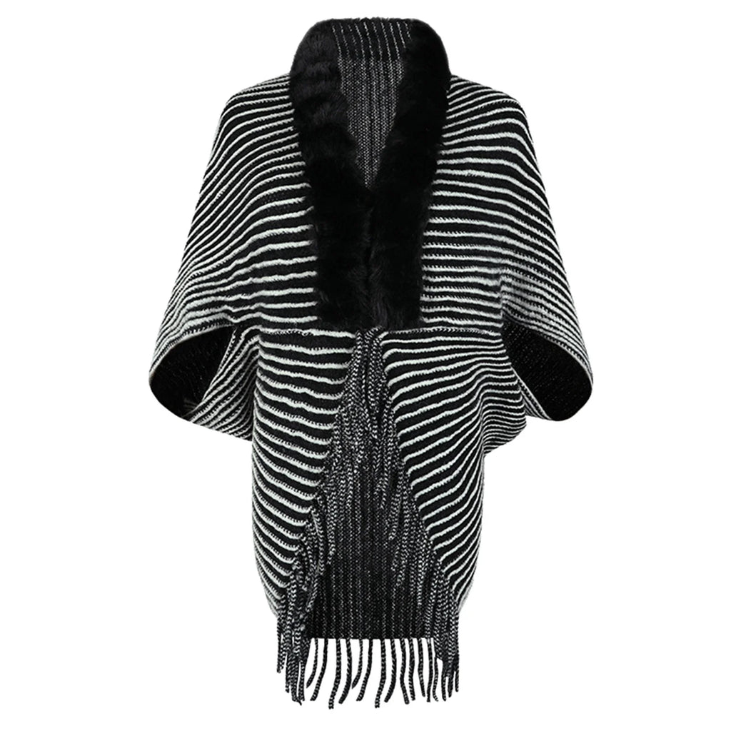 Shawl Womens Collar Women Women Tassel Skirts Sweater Cape Cardigan Summer Striped