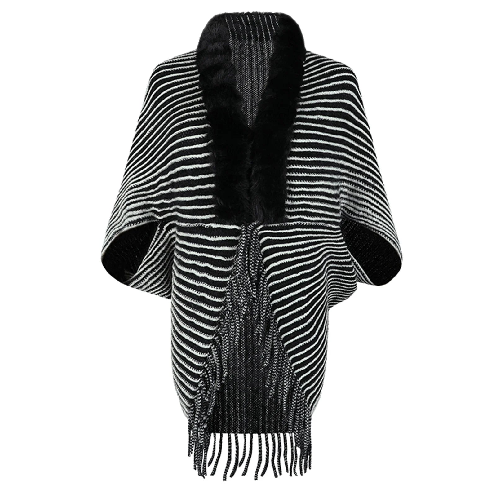 Shawl Womens Collar Women Women Tassel Skirts Sweater Cape Cardigan Summer Striped