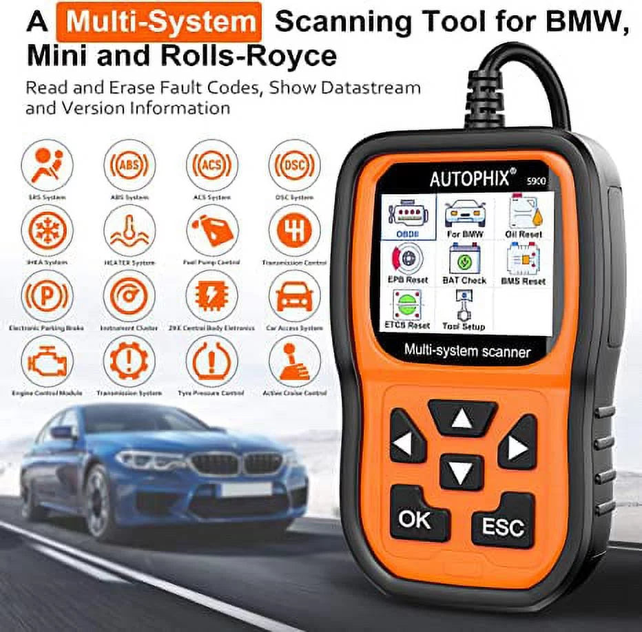 Battery Tool Tool Car Reader Roll-Royce Scanner Automotive All OBD2 Diagnostic Fits Code Scan Reset for Tool Autophix for Scanner Car 5900 Registration Oil Systems