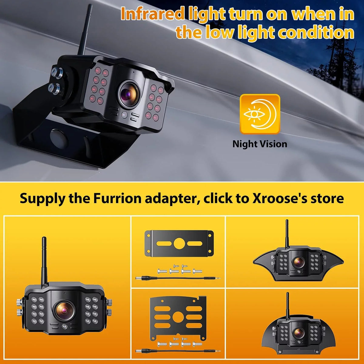 '+ Monitor Trailer, DVR Extra Camper, Kit Touch Camera with Monitor Button Xroose for Range 7” View Motorhome Rear Pickup Signal CM1 Recorder for Long 1080P RV Wireless Camera Truck Backup