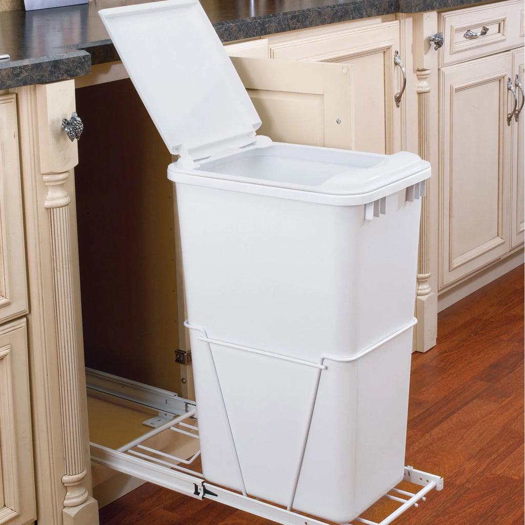 White, 50 Sliding Can Pull Kitchen, RV-12PB-50 Rev-A-Shelf Out S for Qt Trash