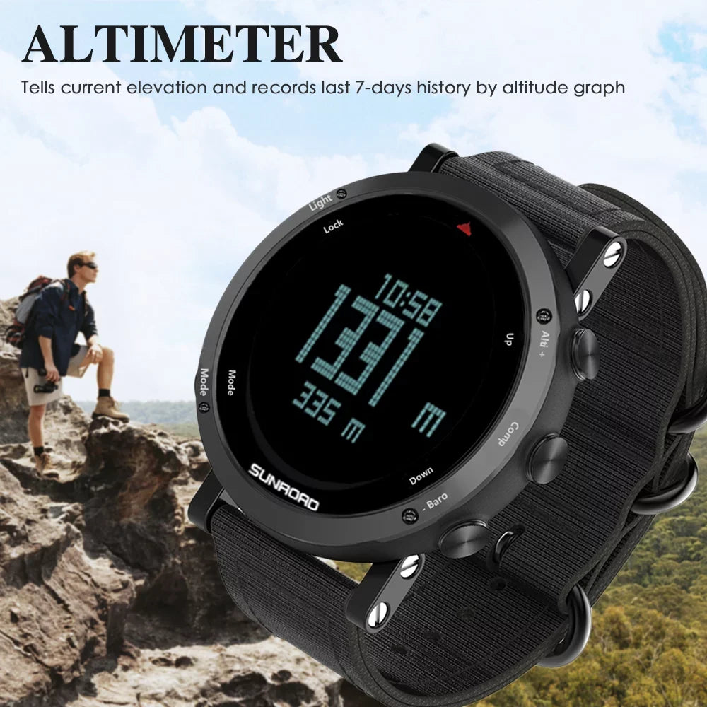Barometer Mountaineering Running Outdoor 50meters Watch Sports Compass Men for Trekking Camping -resistant Forecast Multifunctional Altimeter Watch Climatic