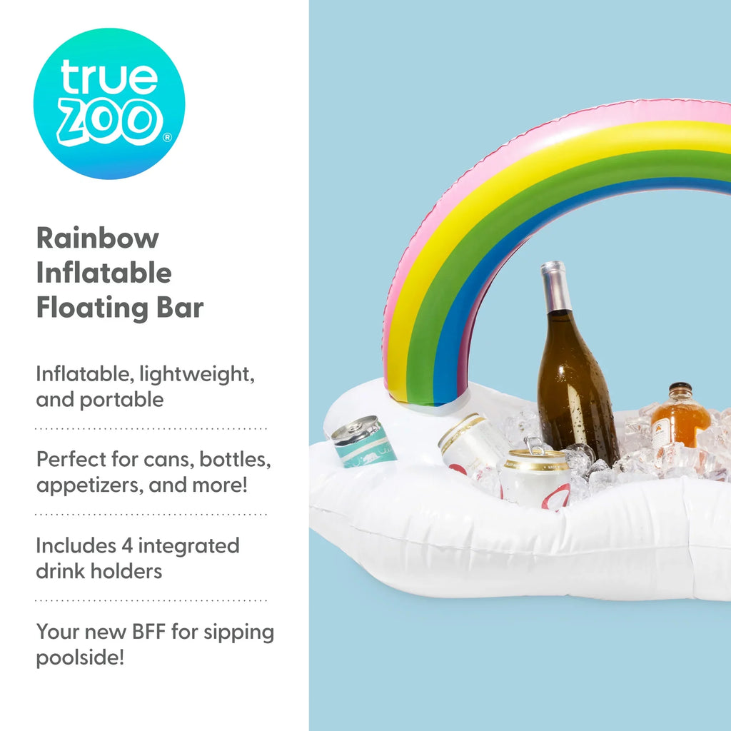 Rainbow Cooler, of 1 Drink Colorful Set Floatie, Box Party Cup TrueZoo Pool Floating Bar Inflatable Ice and Holders Cloud