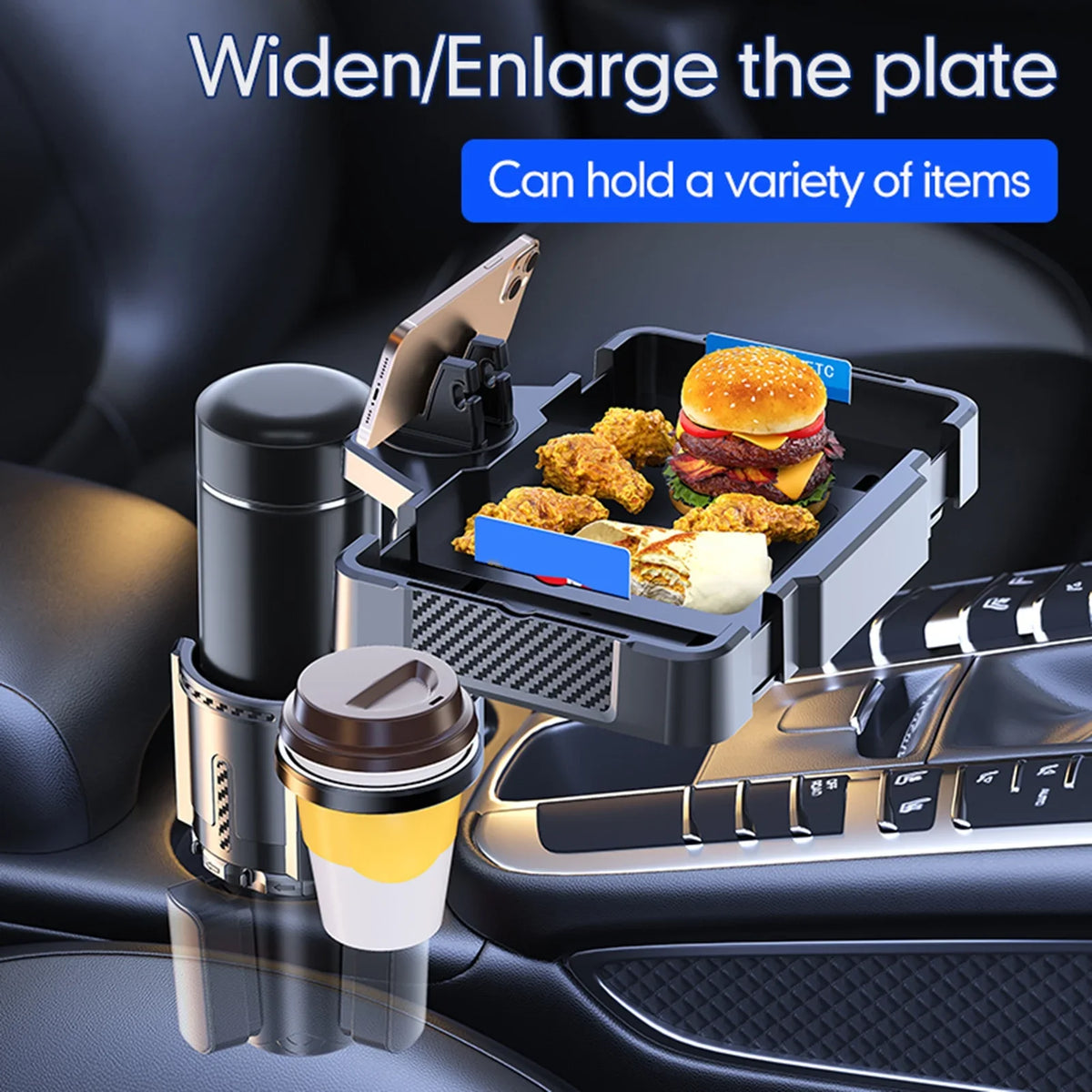 Tray Multifunctional moobody for Tray Snack Phones, and Cup Dual Car Expander 4IN1 Drinks Cup Rack, Storage Versatile Holder Holder