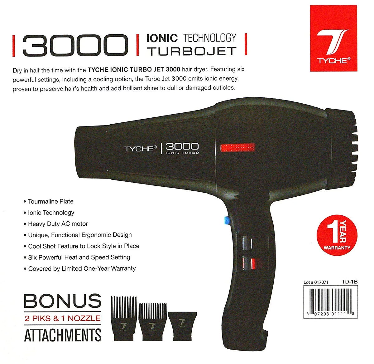 Professional Year Black Ions, (1 Radiation 3000 Air Distribution Tech Heat Warranty) Shine Dryer Power Tyche Negative Fast Hair Ionic & Infrared Ceramic Dries Turbo Hair Hair Electromagnetic