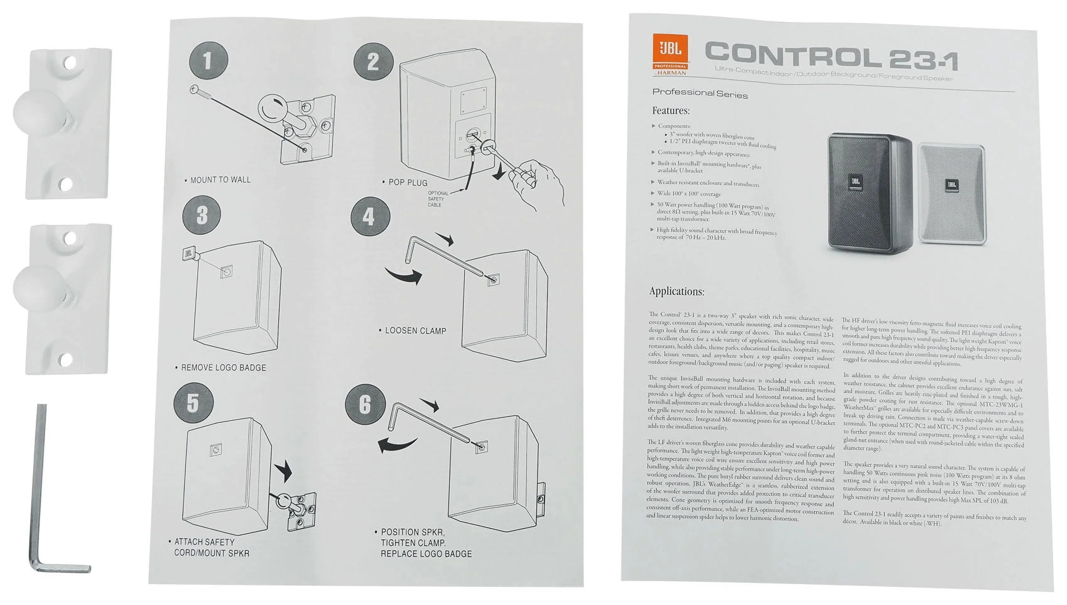 Wall Indoor/Outdoor (2) Control White Amp 70v Speakers Commercial + 23-1 3"
