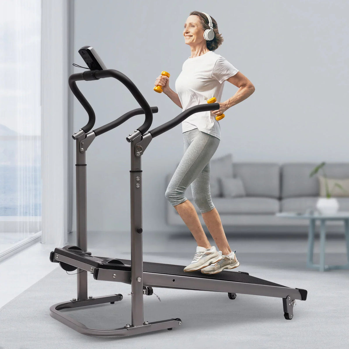 Incline (Black) Foldable LED ZhdnBhnos with Walking Treadmill Monitor 264.55lbs Home Machine Compact Running Gym