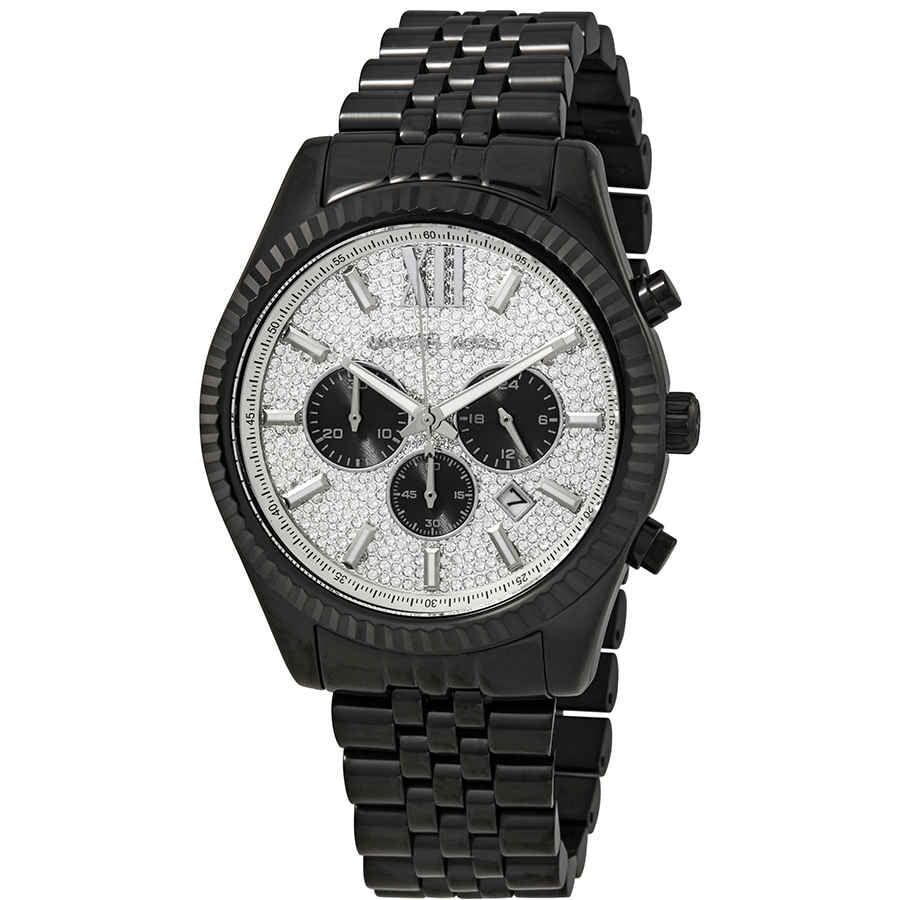 Crystal Watch Kors MK8605 Michael Chronograph Quartz Lexington Dial Paved Men's