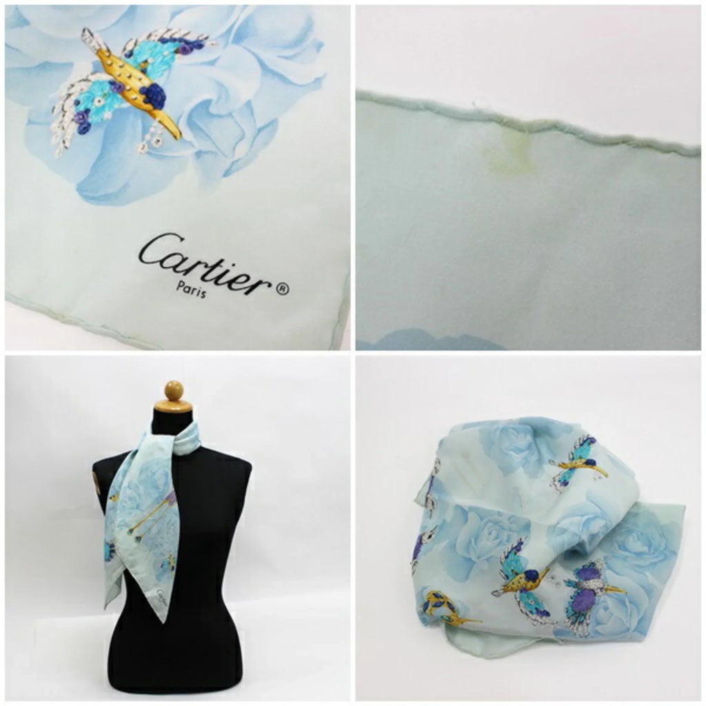 scarf muffler pattern bird silk Pre-Owned Ladies Cartier (Good) |