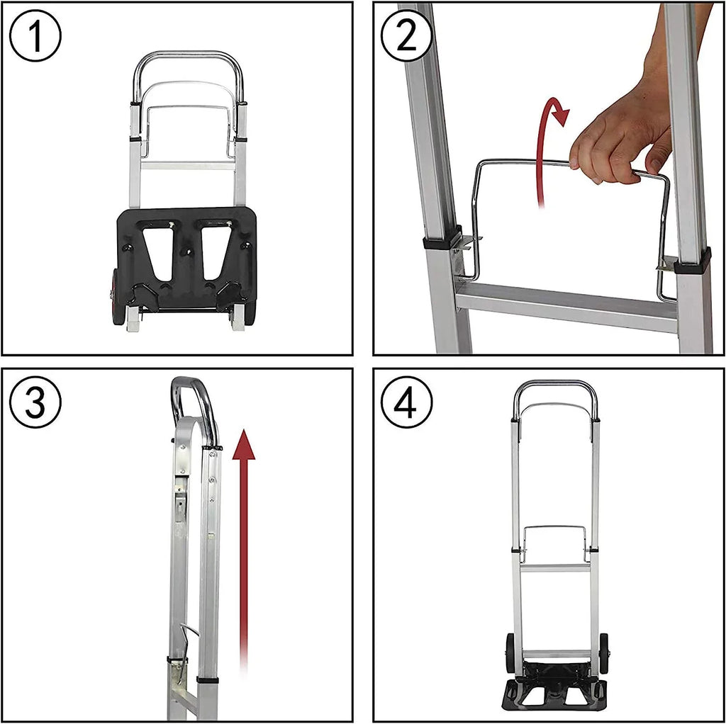 Rubber and with or Hand Wheels Truck Portable Duty Cart Travel, Telescoping Aluminum Industrial Heavy Foldable Compact for Trolley Luggage Shopping Handle