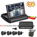 Reverse View Blind 4.3in Car Warning Sensor Detection Vision Spot HD System and Parking Radar Night Rear Monitoring Kit+Universal Monitor Camera Set Backup