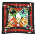 Carnival Moss Carre 90 Orange Venice Muffler aq7392 (Like New) Green Silk Hermes Scarf x Pre-Owned