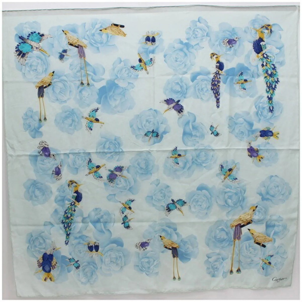 scarf muffler pattern bird silk Pre-Owned Ladies Cartier (Good) |