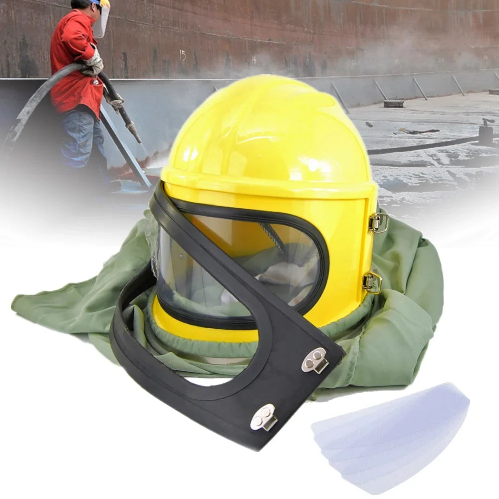 Protector Safety Sand Sandblast Helmet Yellow Hood Supplied Blast