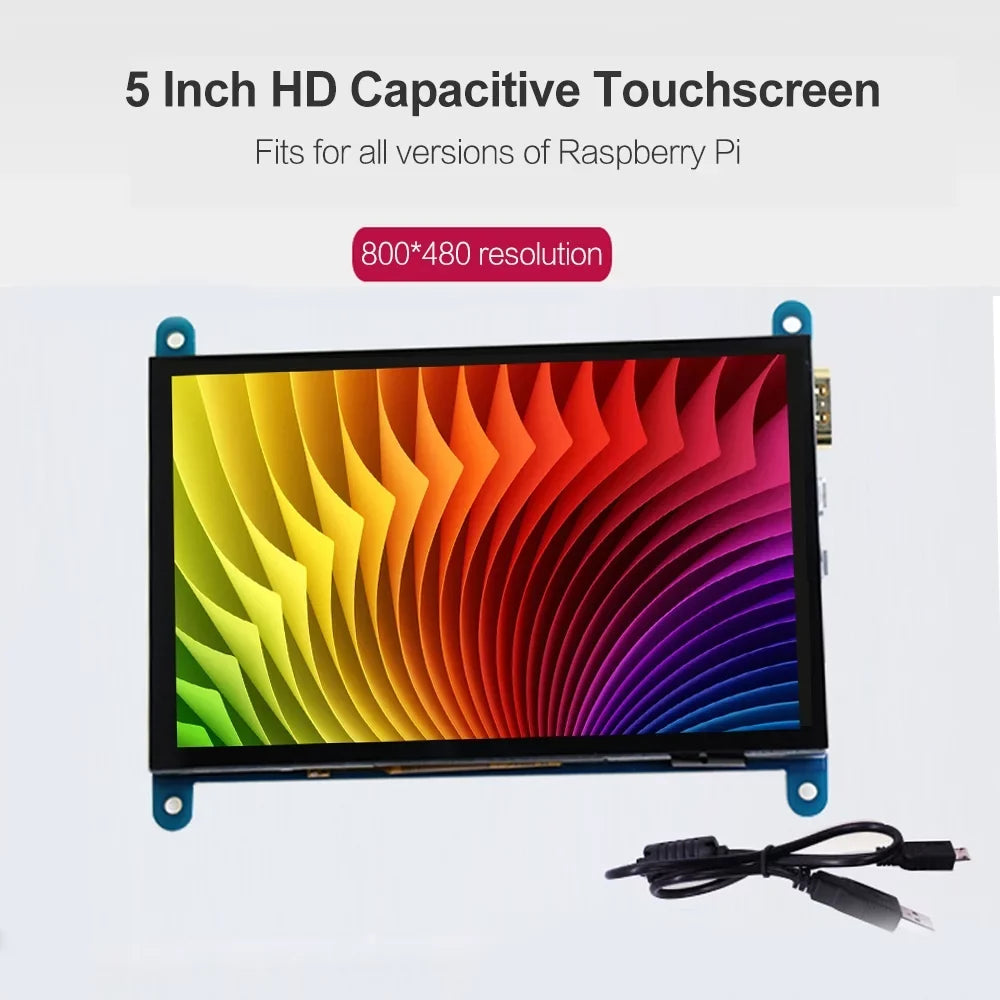 Interface Display with 800*480 Inch Touchscreen Portable with 5 Pi Small Fits Tool Resolution Monitor Raspberry Educational Capacitive