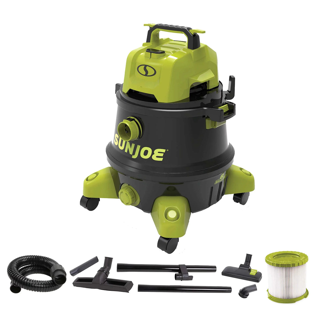 Shop Sun Joe Filtration, Black/Green 8-Gallon HEPA Peak w/Cleaning HP 6.5 Wet/Dry 1200-Watt Attachments, Wheeled SWD8000 Restored Vacuum, (Refurbished)
