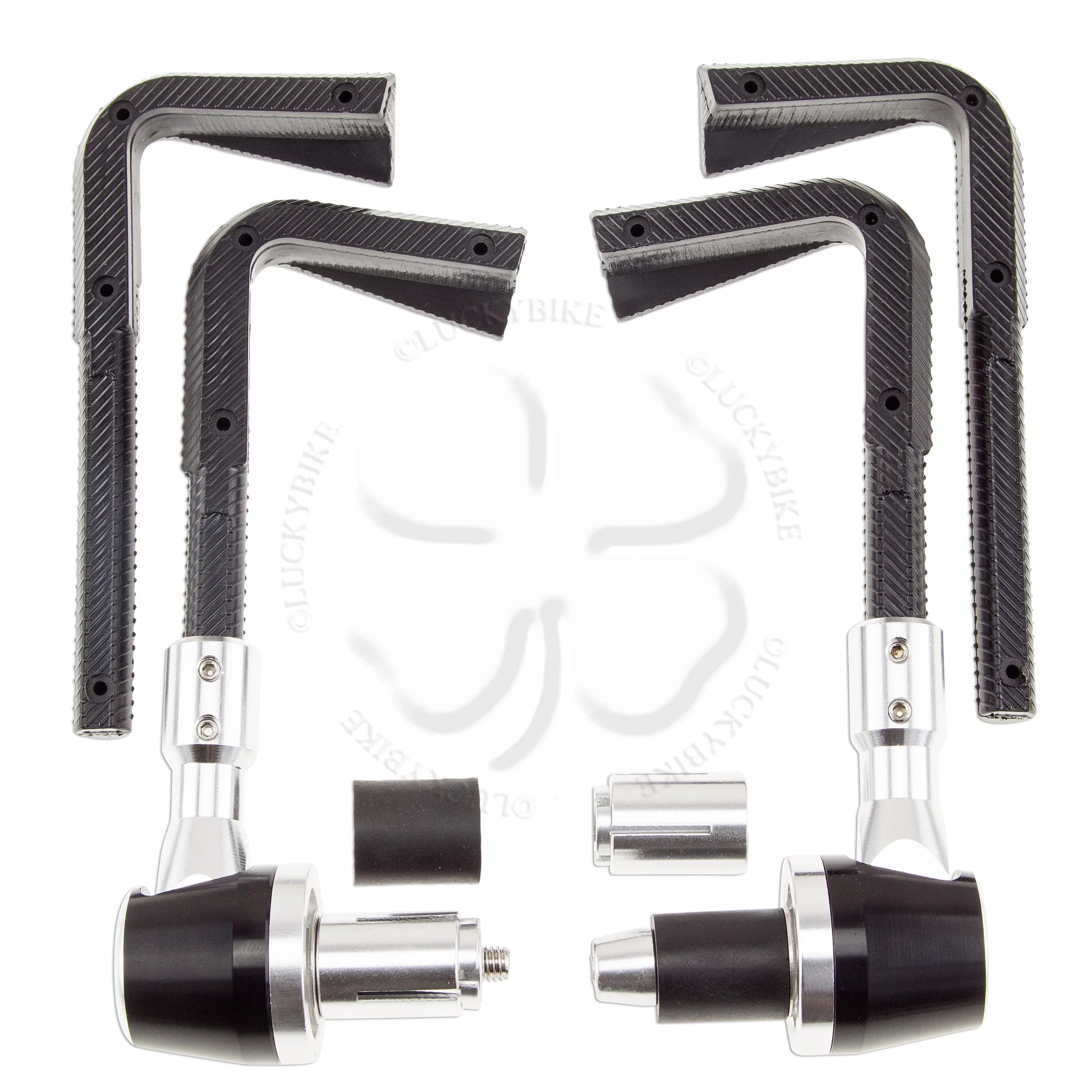 Lever Guard & Block 7/8" Universal Bar Race End Hand 6mm Silver