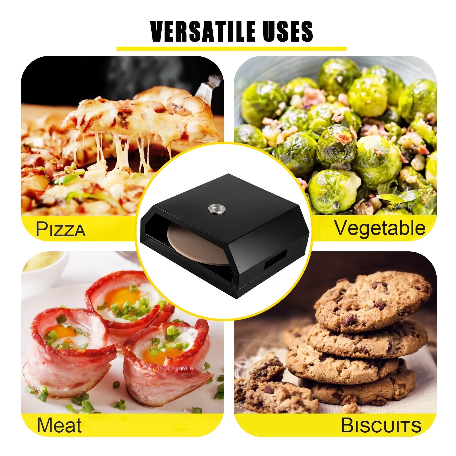 Kit Pizza of Tools Stone, Pizza 12" Including Oven, Pizza Oven Stainless Steel Pizza Shovel, with Pizza Cutter, Baking Professional Pizza Outdoor Cordierite Oven, Camp Set Pizza Thermometer