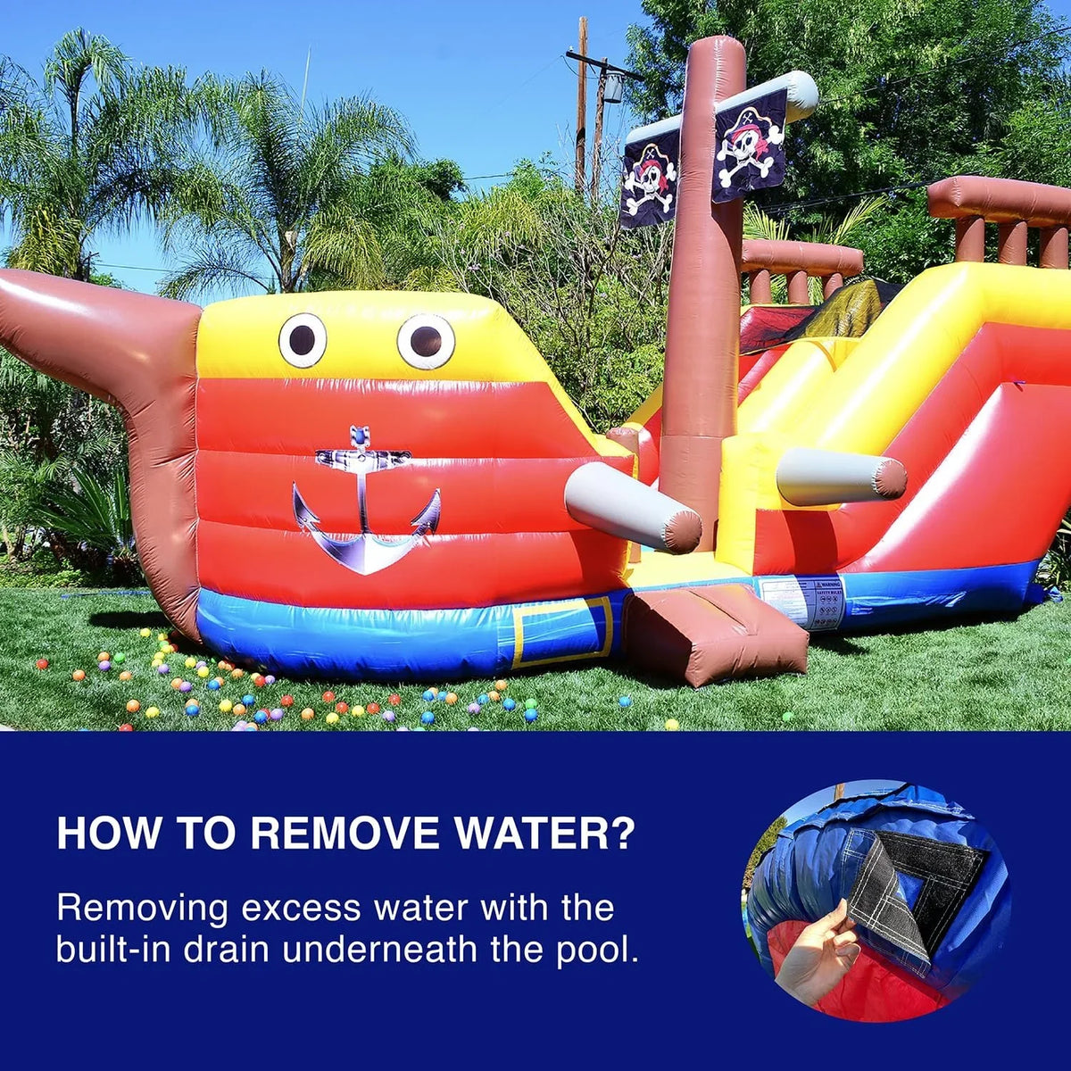 House Slide (with Pirate Commercial Kids JumpOrange Bounce Adults and for liquid Blower) Ship Grade