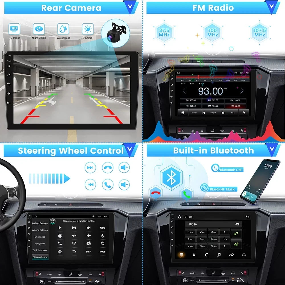 Bluetooth Camera Escape/ AHD GPS Backup Android Kuga/Mazda Wireless Touchscreen FM Tribu WIFI Android 2007-2012 Stereo Car 13 Radio Link Hifi, Podofo Carplay 9'' Mirror 2+64G for Auto
