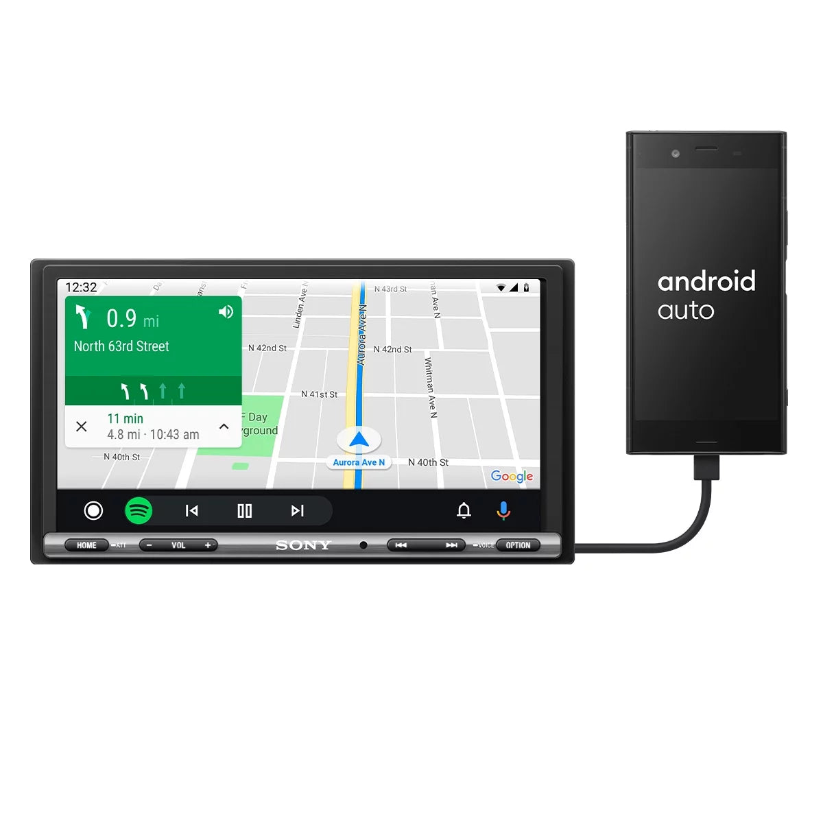 Media Sony Receiver and CarPlay 6.95" Android Bluetooth with -AX3200 Apple Auto Mobile