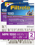 Furnace 2 Allergen, Filtrete AC Filter NDP03-4IN-2P-2 Air & Count Virus, 20x25x4, Bacteria