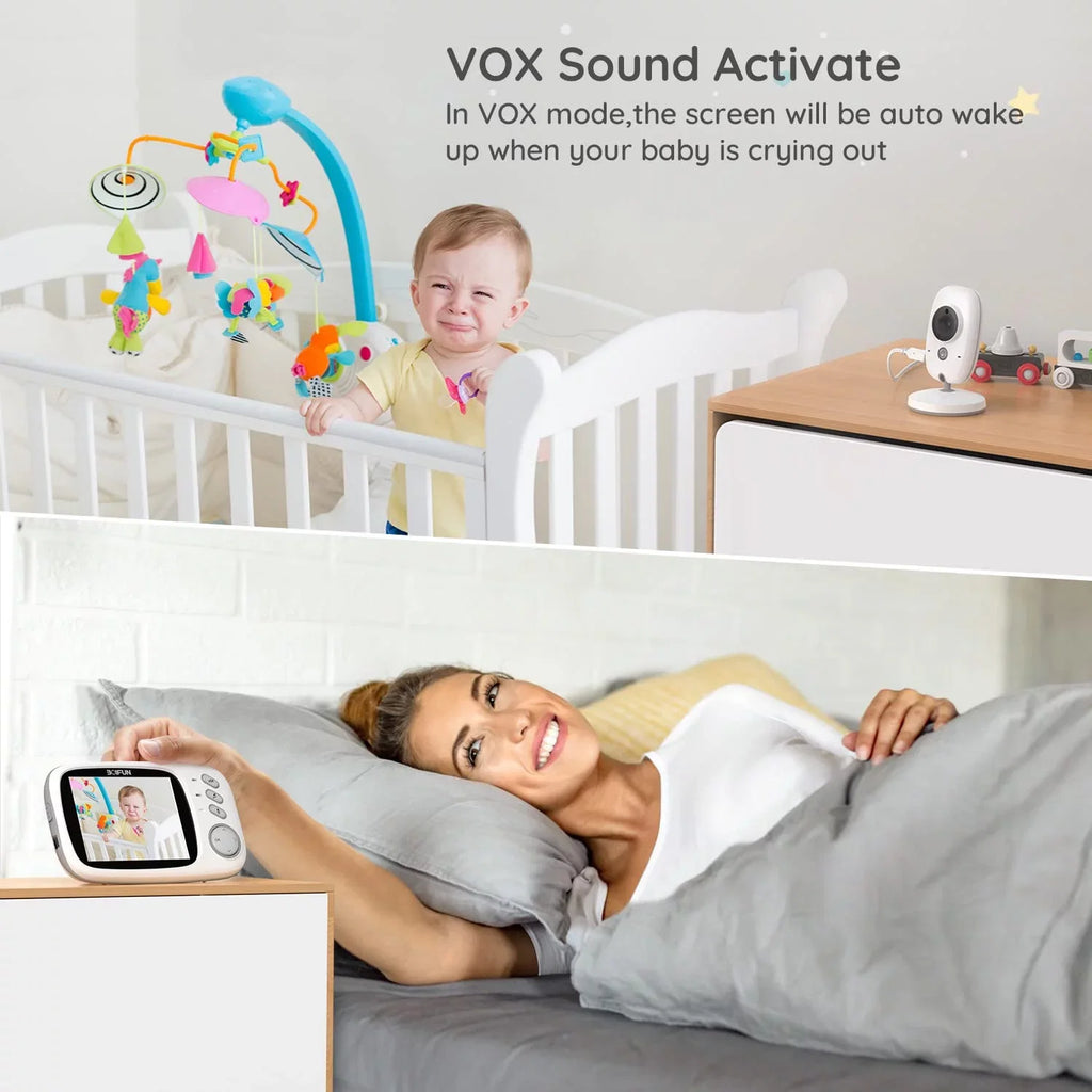 and Vision, WiFi, Audio, Camera Baby No Mode, Two-Way Monitor 3.2'' with Audio, Night Screen, Camera Baby