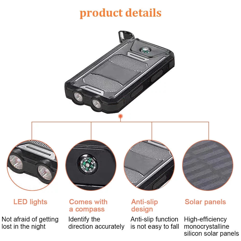 Cell Bank Charger Solar For Black Portable Phone Power 90000000mAh Super