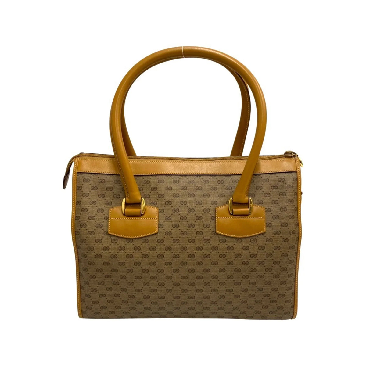 (Good) GG Shoulder Bag Leather Genuine Handbag Pre-Owned Brown Old 2way Micro Vintage
