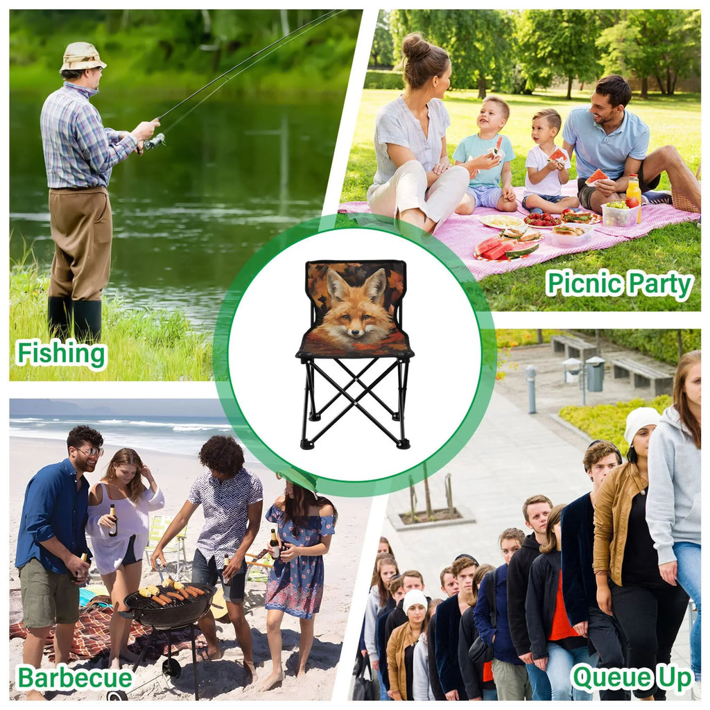 Lawn Beach Fox Chair Autumn Leaves with Bag Fishing in Folding Chair to Chair Camping 220LBS Carry Support Portable Outdoor Chair