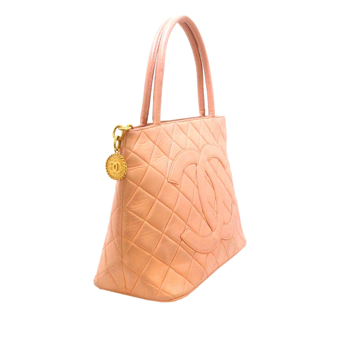 Orange Lambskin Bag Medallion Tote Tote Women Authenticated (Good) Leather Pre-Owned